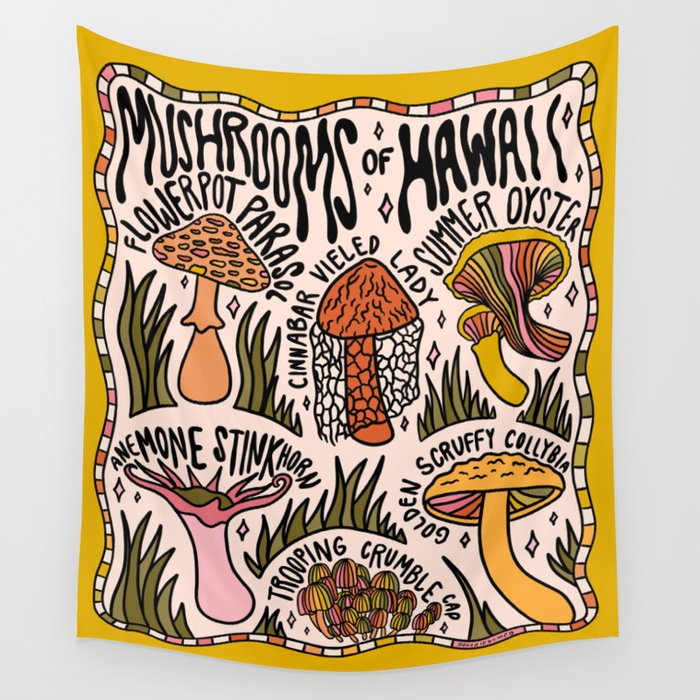 Mushrooms of Hawaii Wall Tapestry Gallery Image 4