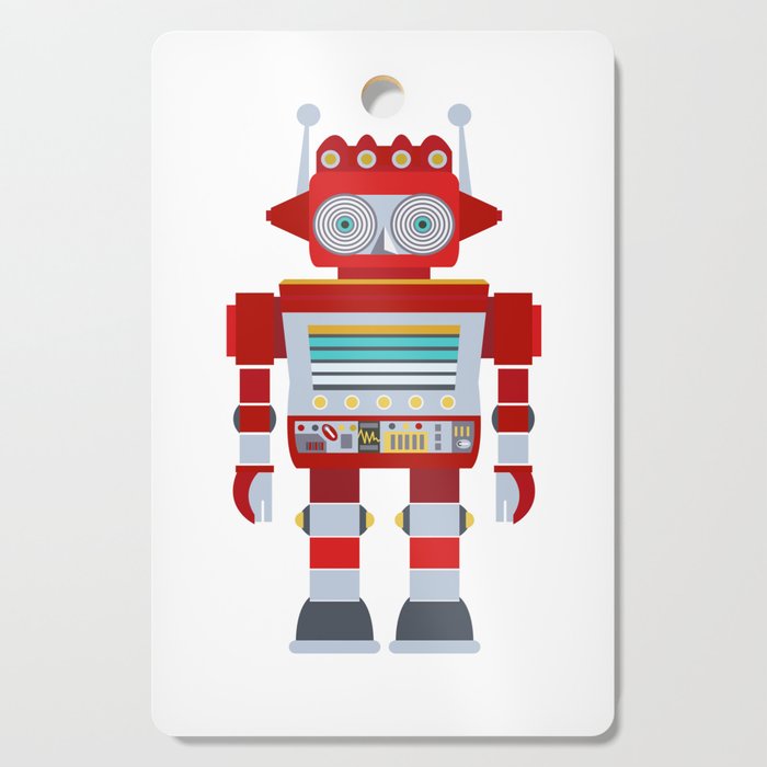 Red Robot Retro Toy Cutting Board Gallery Image 1