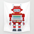 Red Robot Retro Toy Wall Tapestry Gallery Image 4