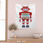 Red Robot Retro Toy Wall Tapestry Gallery Image 2