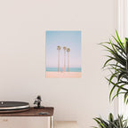 Three Palms on the Beach Minimalist Pastel AI Photography Poster Gallery Image 2