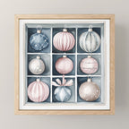 Pink Blue Watercolor Christmas Ornaments Mini Art Print Gallery Image 1