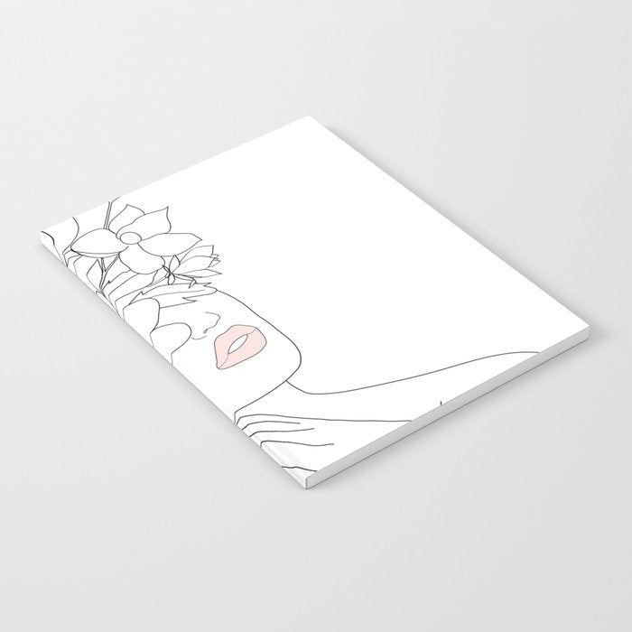 Minimal Line Art Woman with Magnolia Notebook Gallery Image 1