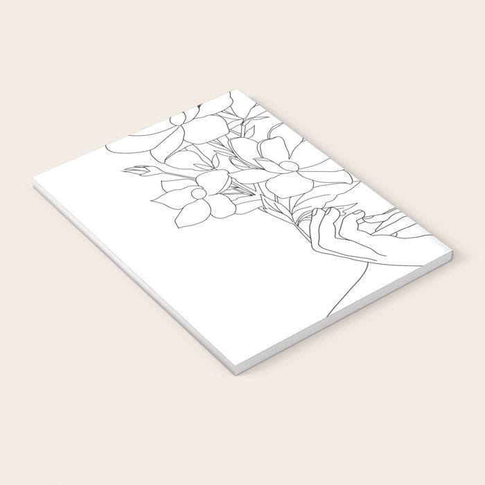 Minimal Line Art Woman with Magnolia Notebook Gallery Image 3