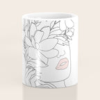 Minimal Line Art Woman with Magnolia Coffee Mug Gallery Image 4