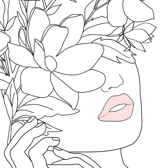 Minimal Line Art Woman with Magnolia Coffee Mug Gallery Image 2