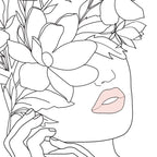 Minimal Line Art Woman with Magnolia Coffee Mug Gallery Image 2