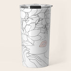 Minimal Line Art Woman with Magnolia Travel Mug Gallery Image 1