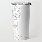 Minimal Line Art Woman with Magnolia Travel Mug Gallery Image 2