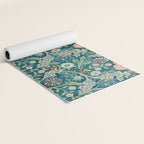 William Morris Vintage Wilhelmina Teal Blue Floral Yoga Mat Gallery Image 2