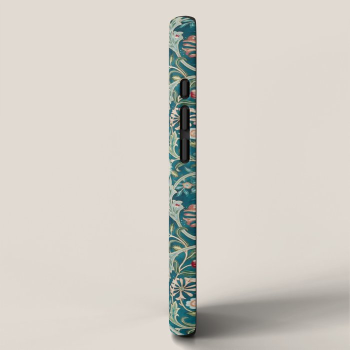 William Morris Vintage Wilhelmina Teal Blue Floral iPhone Case Gallery Image 2