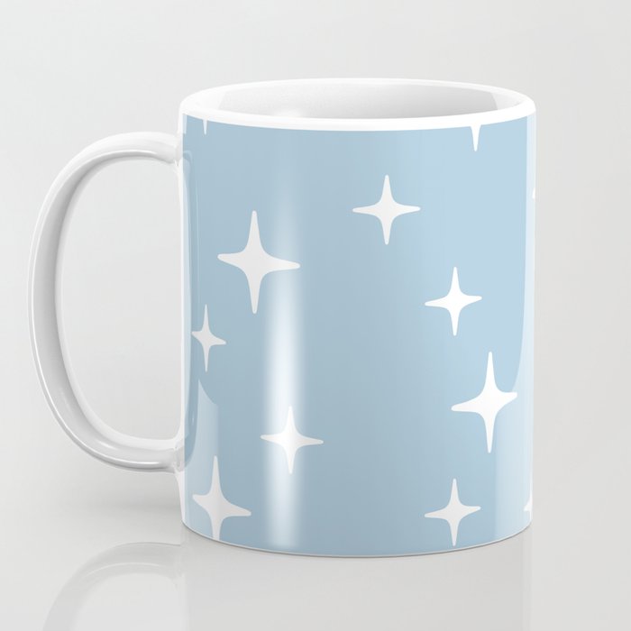 Mid Century Modern Star Pattern 443 Pale Blue Coffee Mug Gallery Image 3