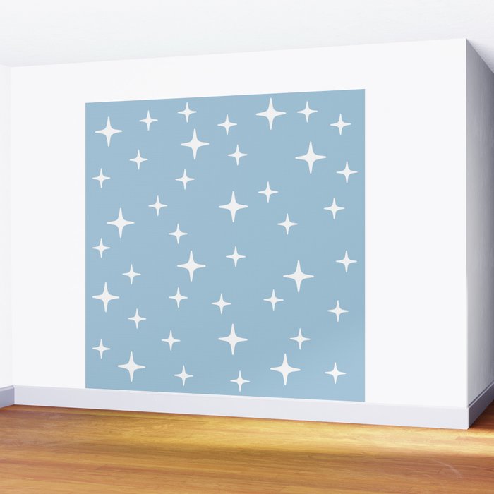 Mid Century Modern Star Pattern 443 Pale Blue Wall Mural Gallery Image 2