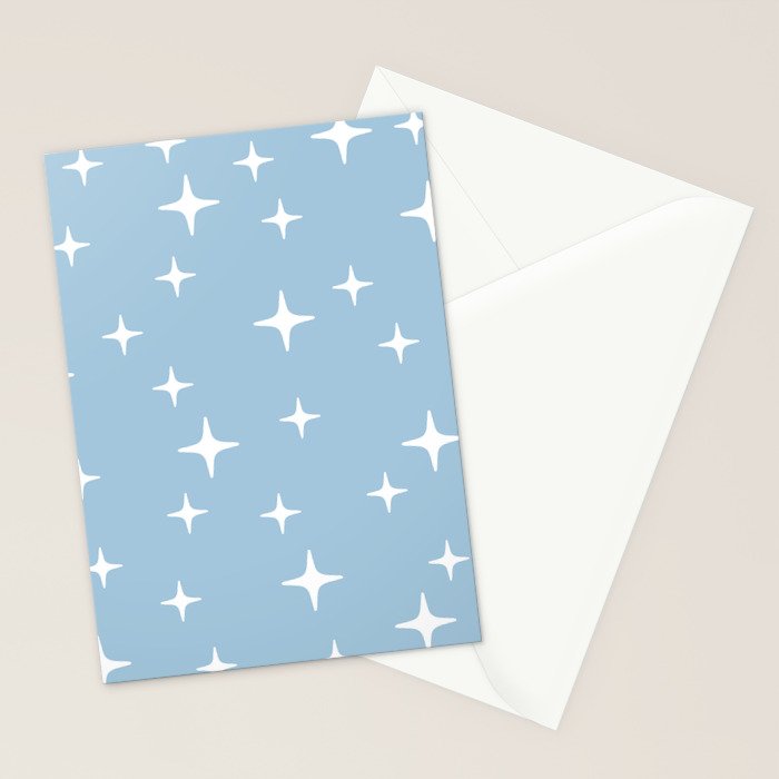 Mid Century Modern Star Pattern 443 Pale Blue Stationery Card Gallery Image 2