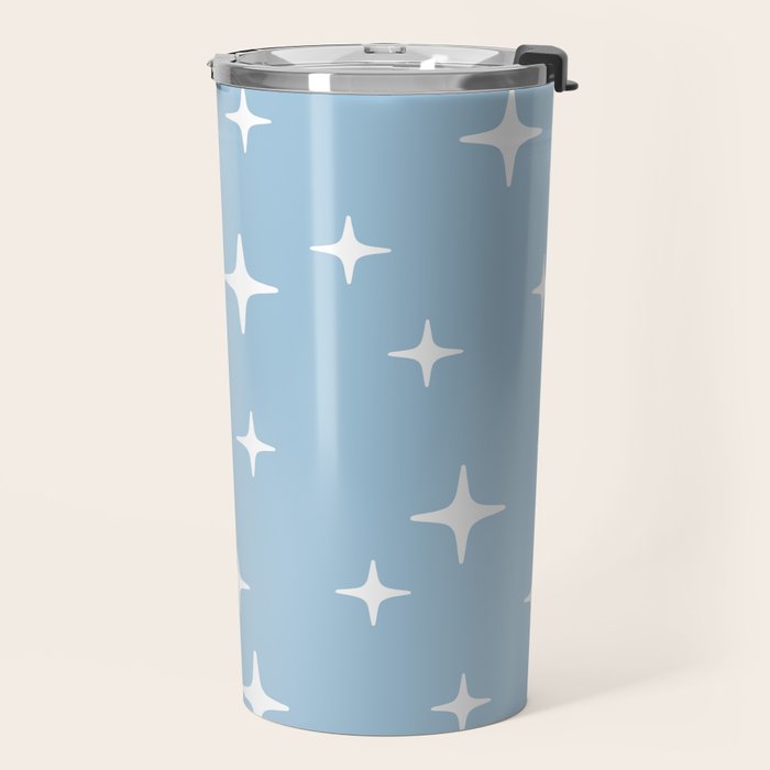 Mid Century Modern Star Pattern 443 Pale Blue Travel Mug Gallery Image 2