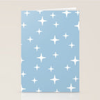 Mid Century Modern Star Pattern 443 Pale Blue Stationery Card Gallery Image 2