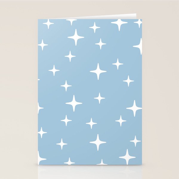 Mid Century Modern Star Pattern 443 Pale Blue Stationery Card Gallery Image 2