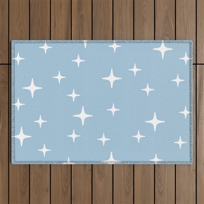 Mid Century Modern Star Pattern 443 Pale Blue Outdoor Rug Gallery Image 1