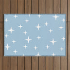 Mid Century Modern Star Pattern 443 Pale Blue Outdoor Rug Gallery Image 1