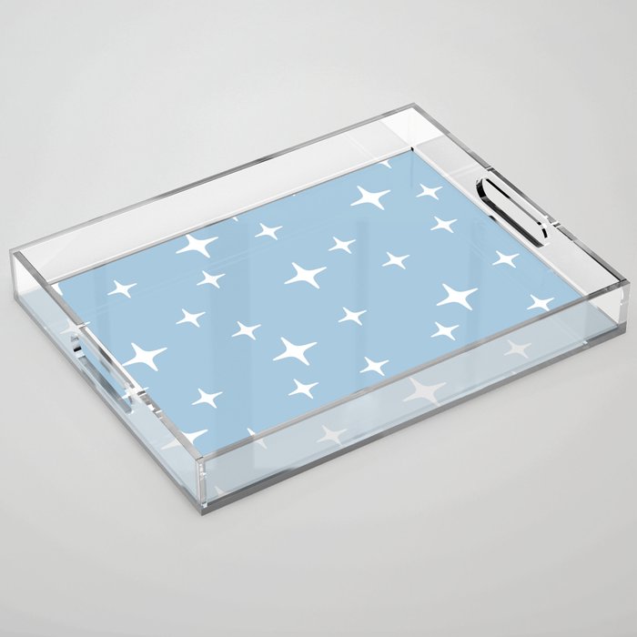 Mid Century Modern Star Pattern 443 Pale Blue Acrylic Tray Gallery Image 1