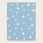 Mid Century Modern Star Pattern 443 Pale Blue Poster Gallery Image 4