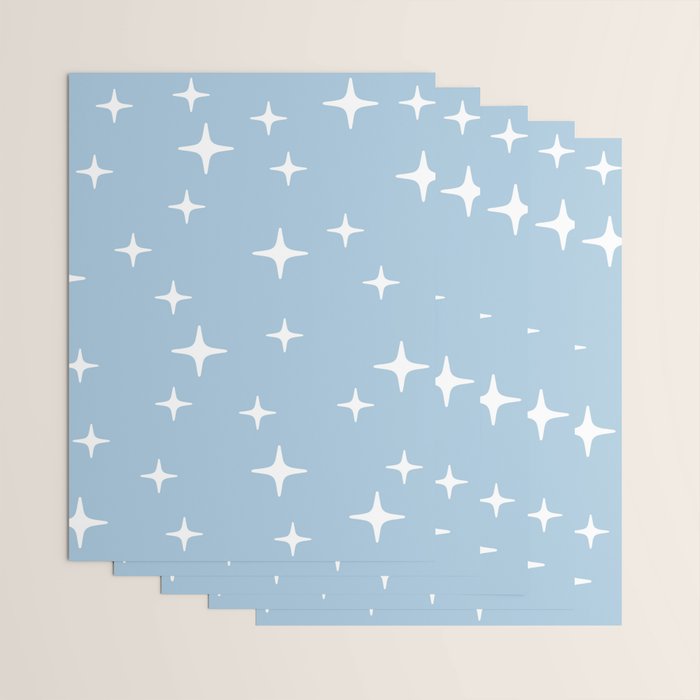 Mid Century Modern Star Pattern 443 Pale Blue Wrapping Paper Gallery Image 3