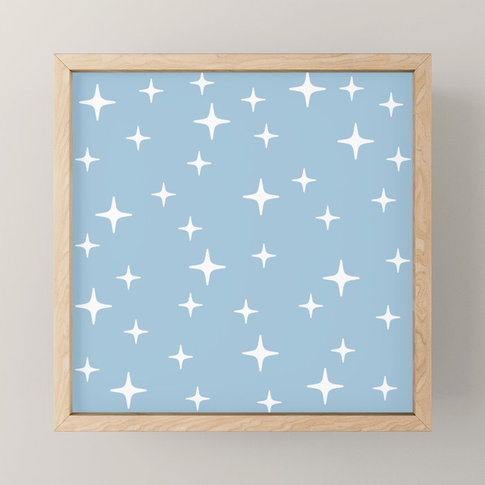 Mid Century Modern Star Pattern 443 Pale Blue Mini Art Print Gallery Image 1