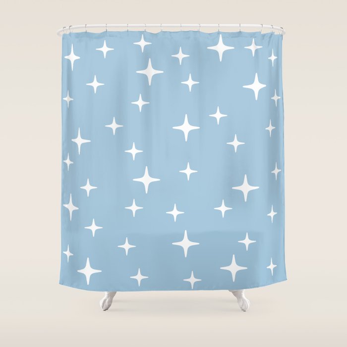 Mid Century Modern Star Pattern 443 Pale Blue Shower Curtain Gallery Image 1