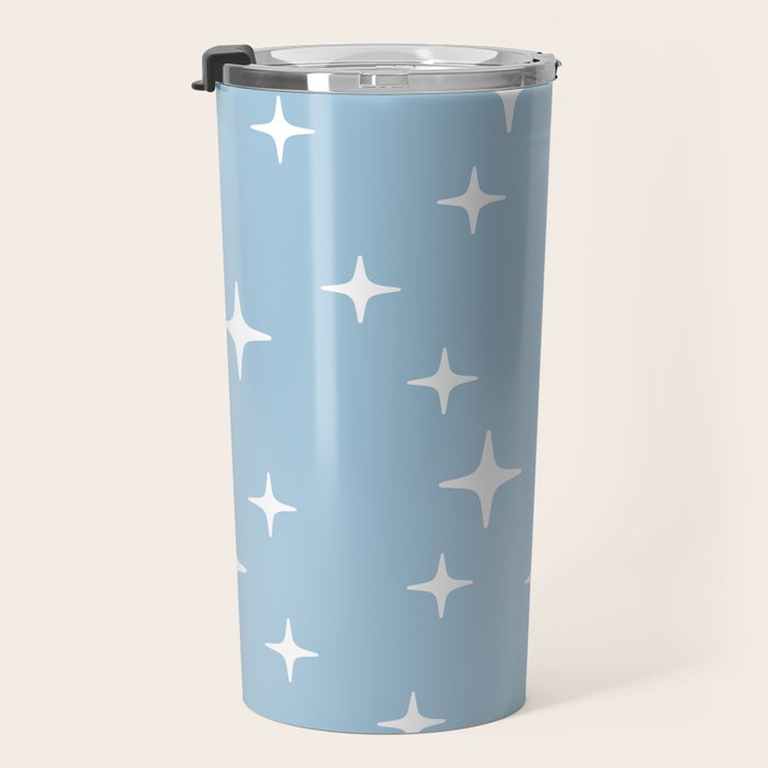 Mid Century Modern Star Pattern 443 Pale Blue Travel Mug Gallery Image 3