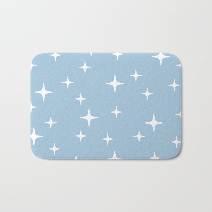 Mid Century Modern Star Pattern 443 Pale Blue Bath Mat Gallery Image 1