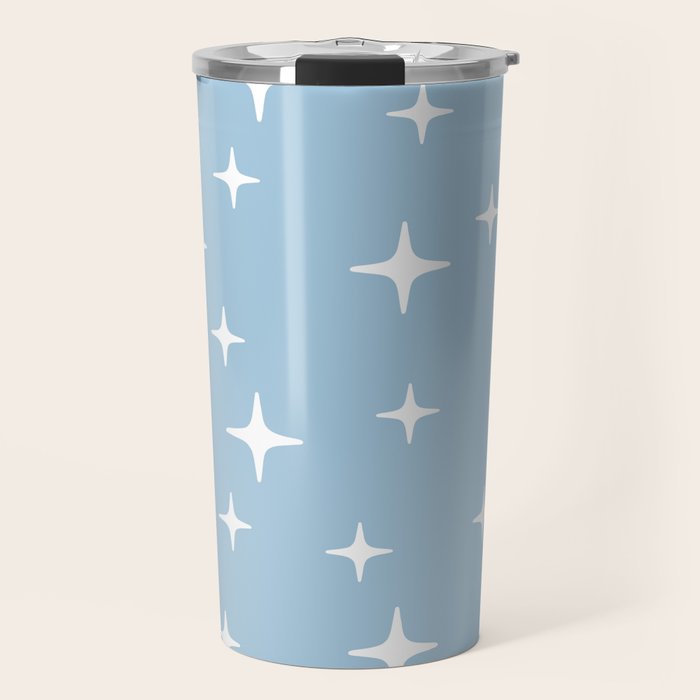 Mid Century Modern Star Pattern 443 Pale Blue Travel Mug Gallery Image 1