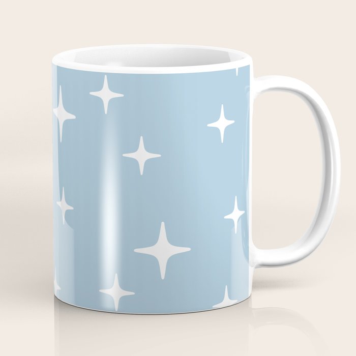 Mid Century Modern Star Pattern 443 Pale Blue Coffee Mug Gallery Image 1
