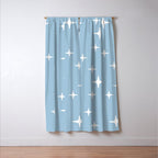 Mid Century Modern Star Pattern 443 Pale Blue Window Curtain Gallery Image 3