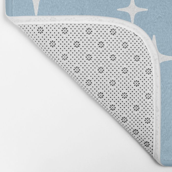 Mid Century Modern Star Pattern 443 Pale Blue Bath Mat Gallery Image 2
