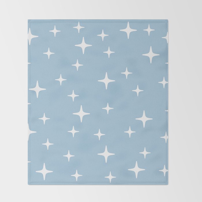 Mid Century Modern Star Pattern 443 Pale Blue Throw Blanket Gallery Image 2