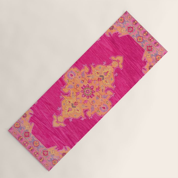 Pink ang Orange oriental carpet Yoga Mat Gallery Image 1