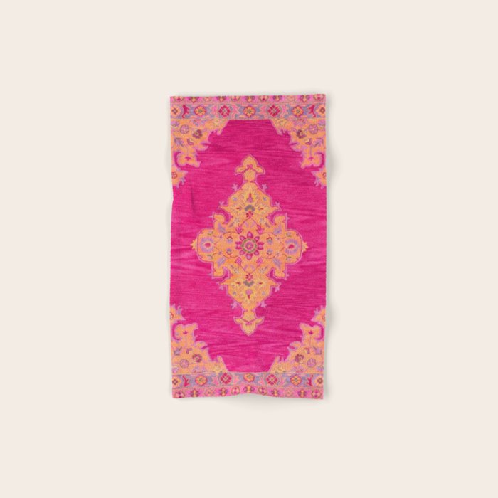 Pink ang Orange oriental carpet Bath Towel Gallery Image 1