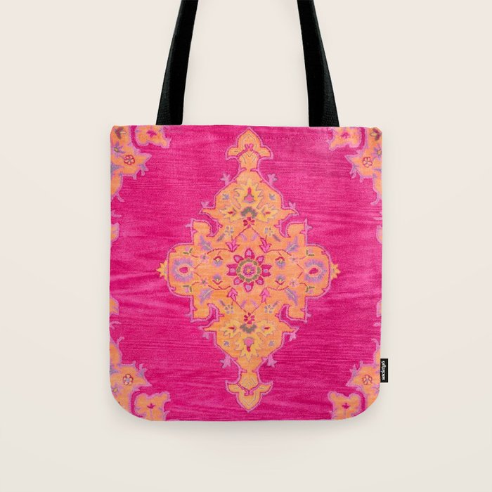 Pink ang Orange oriental carpet Tote Bag Gallery Image 1