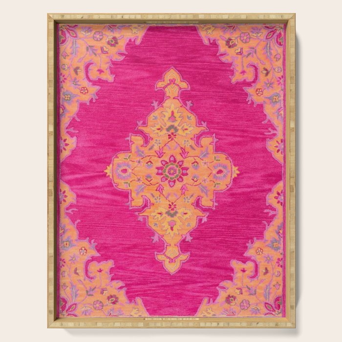 Pink ang Orange oriental carpet Serving Tray Gallery Image 1