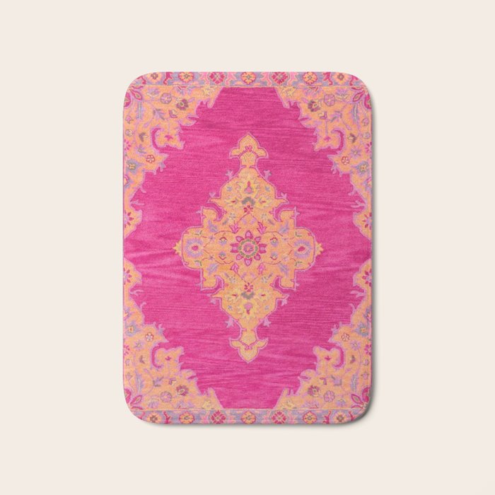 Pink ang Orange oriental carpet Bath Mat Gallery Image 1