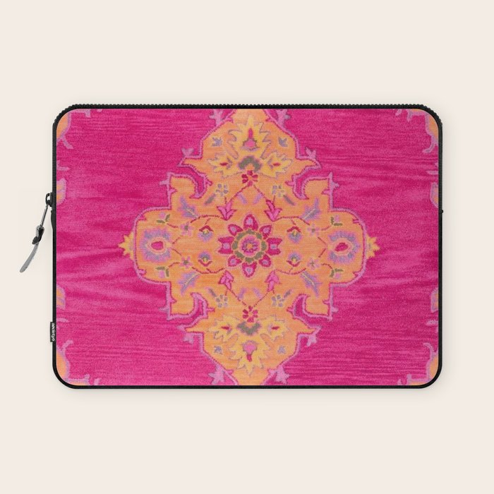 Pink ang Orange oriental carpet Laptop Sleeve Gallery Image 1