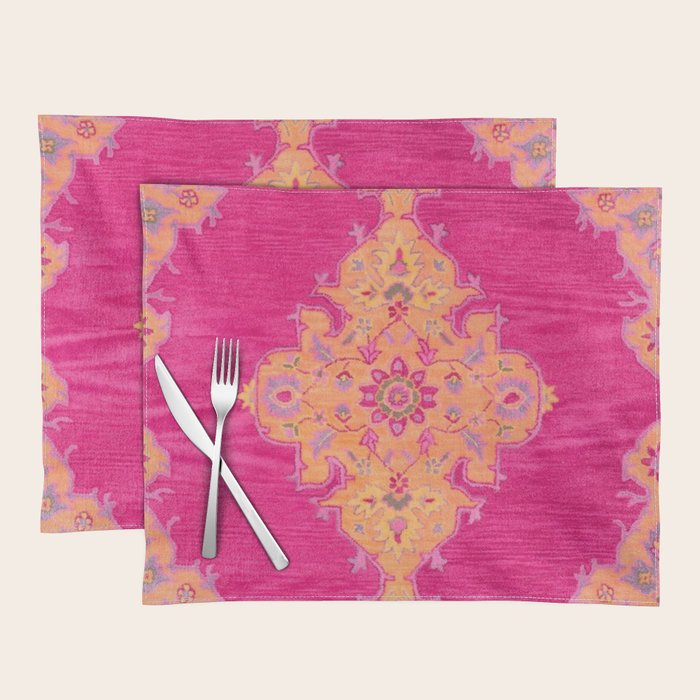 Pink ang Orange oriental carpet Placemat Gallery Image 1