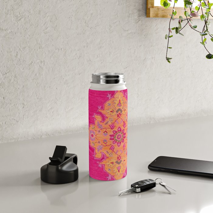 Pink ang Orange oriental carpet Water Bottle Gallery Image 4