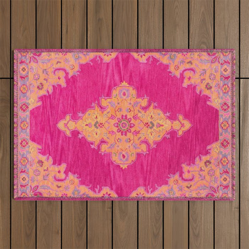 Pink Ang Orange Oriental Carpet Outdoor Rug Gallery Image 1