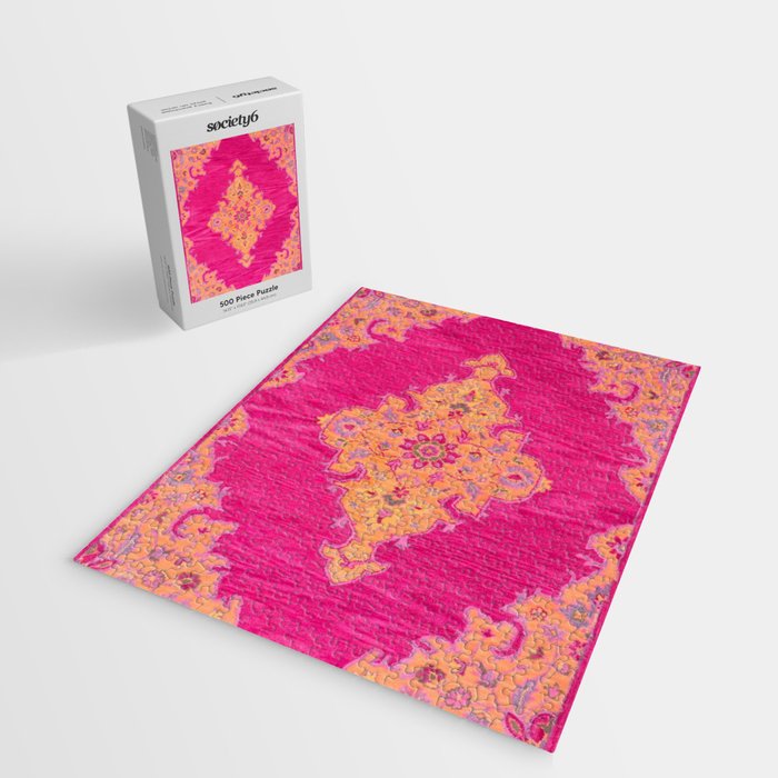 Pink ang Orange oriental carpet Jigsaw Puzzle Gallery Image 2