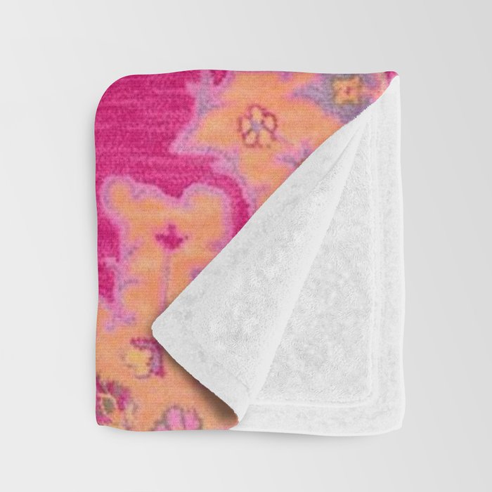 Pink ang Orange oriental carpet Throw Blanket Gallery Image 3