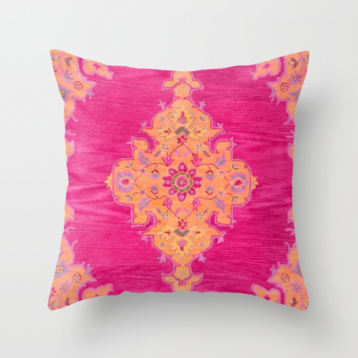 Pink ang Orange oriental carpet Throw Pillow Gallery Image 6