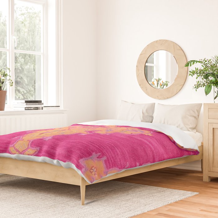Pink ang Orange oriental carpet Duvet Cover Gallery Image 2