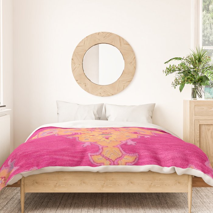 Pink ang Orange oriental carpet Duvet Cover Gallery Image 3