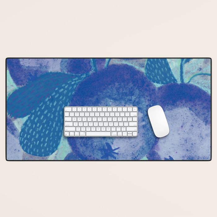 Fall Apple Orchard Painting in Cobalt Blue Desk Mat Gallery Image 1